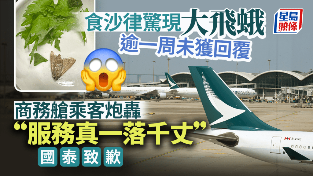 國泰乘客投訴沙律出現大飛蛾 逾一周未跟進 國泰致歉