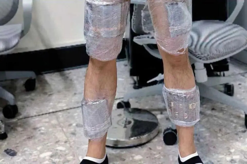 北上男腿綁49支雪茄，被西九龍站海關截查。 海關發布