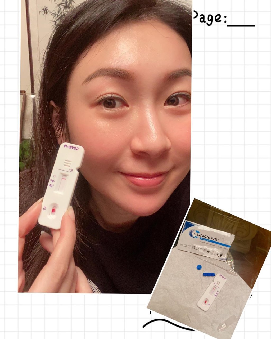 莊思敏昨晚就於社交網貼出「晒棒圖」，不過並非宣佈有喜，而是證實自己冇確診新冠肺炎。