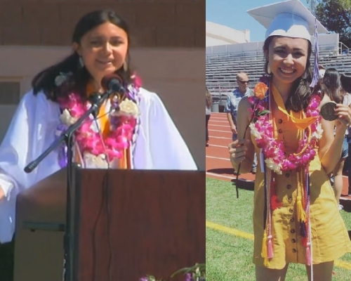 塞茨在畢業典禮上演講，一提到校園曾發生性侵事件時，即遭校方當場「熄咪」。