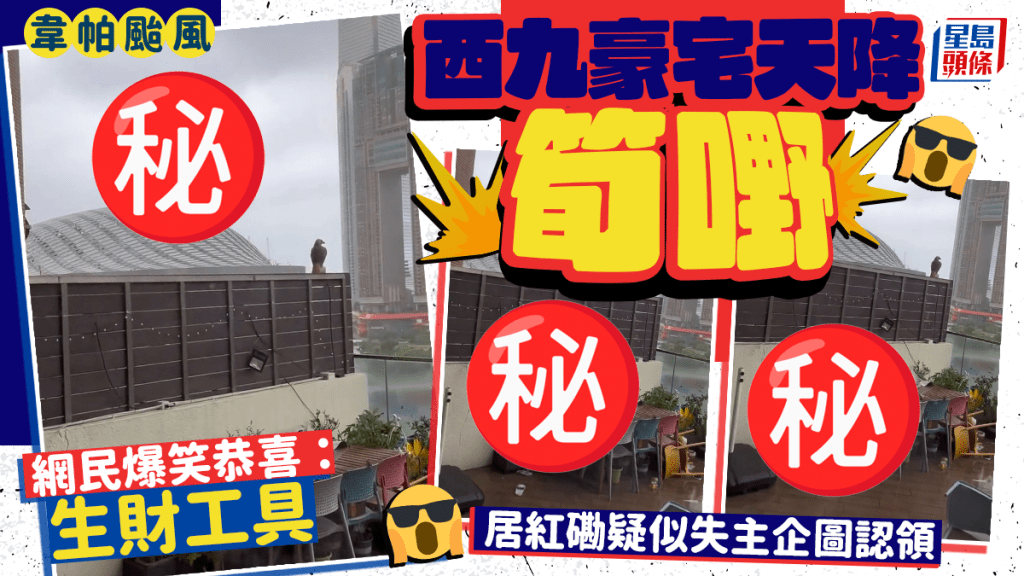 韋帕颱風｜西九豪宅天降「筍嘢」 網民爆笑恭喜：生財工具 居紅磡疑似失主企圖認領｜Juicy叮
