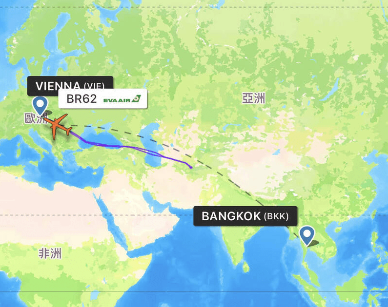 長榮航空BR62航班折返維也納。flightradar24 長榮航空BR62航班折返維也納。flightradar24