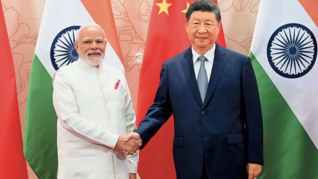 去年上合組織峰會上，國家主席習近平與印度總理莫迪會面。