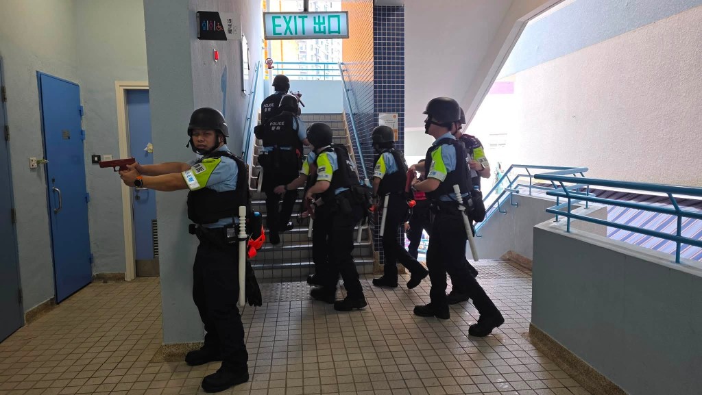 演練選址包括土瓜灣一所校園。FB:香港警察 演練選址包括土瓜灣一所校園。FB:香港警察