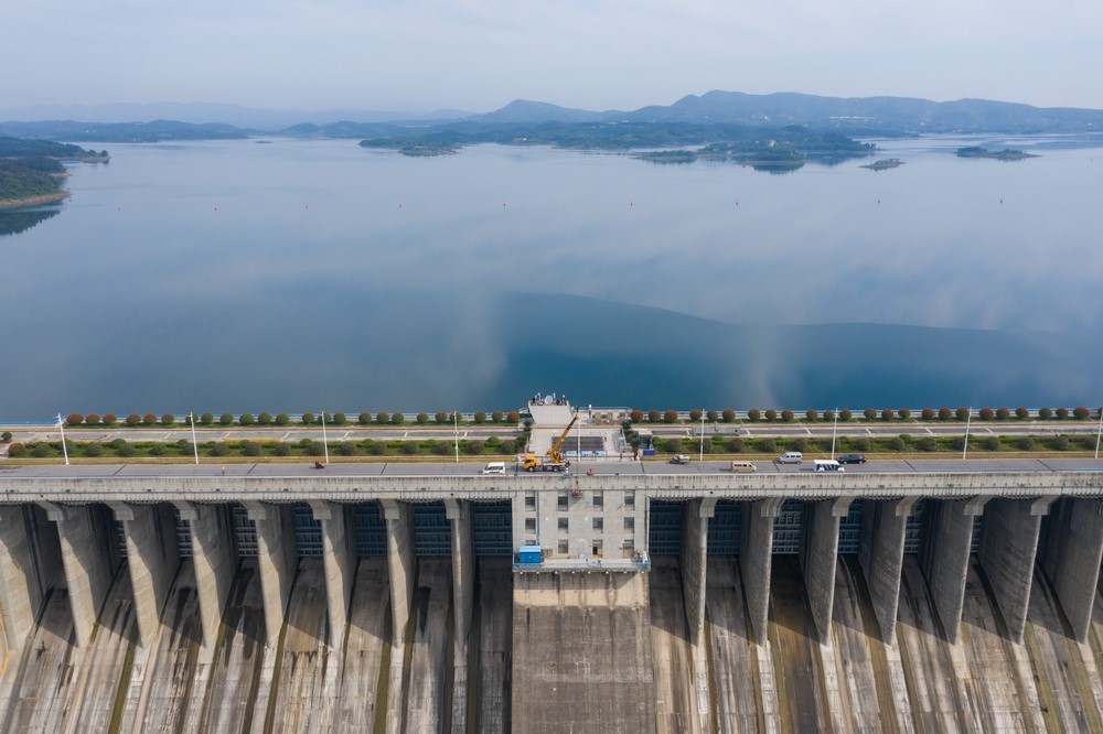 南水北調工程中的湖北省丹江口市丹江口水庫。新華社