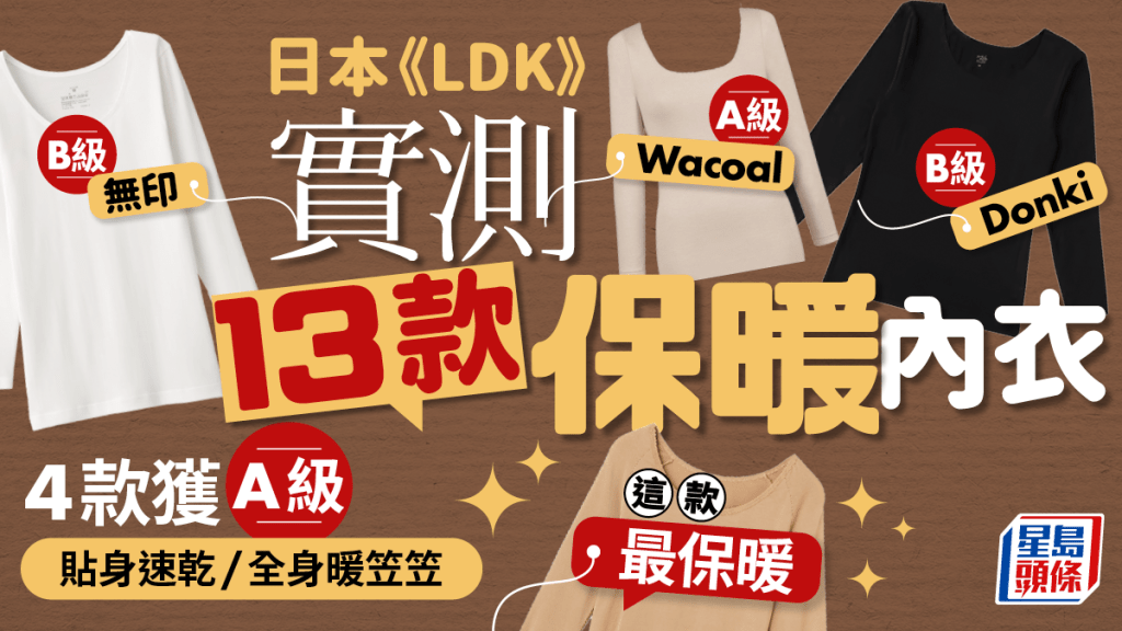 保暖內衣推介｜日本《LDK》實測13款 4款獲A級1款最保暖 無印/Donki/Wacoal排第幾？