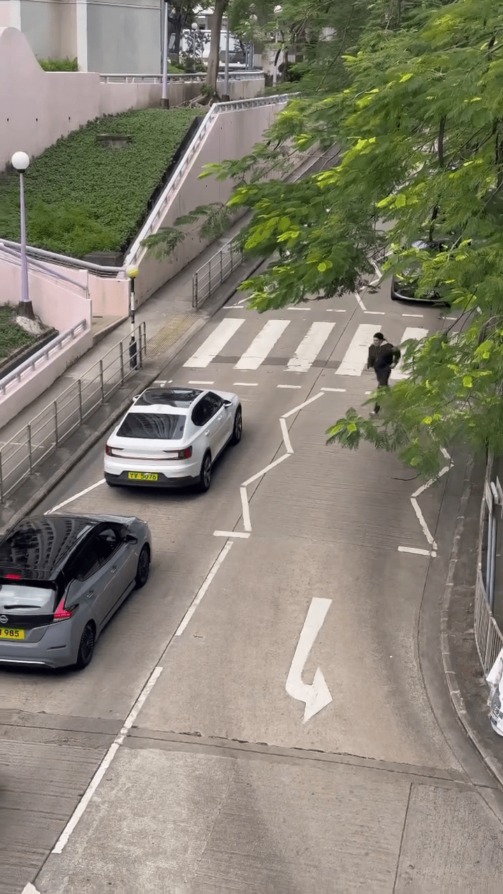 足足一分鐘後伯伯成功過路，司機便返回座駕離開。FB：車cam L（香港群組）