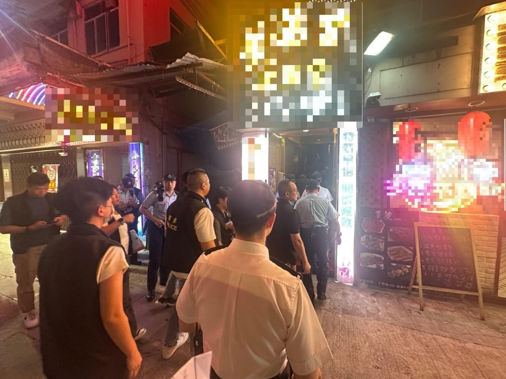 人員共巡查區內20間處所，截查169名男子及162名女子。警方圖片
