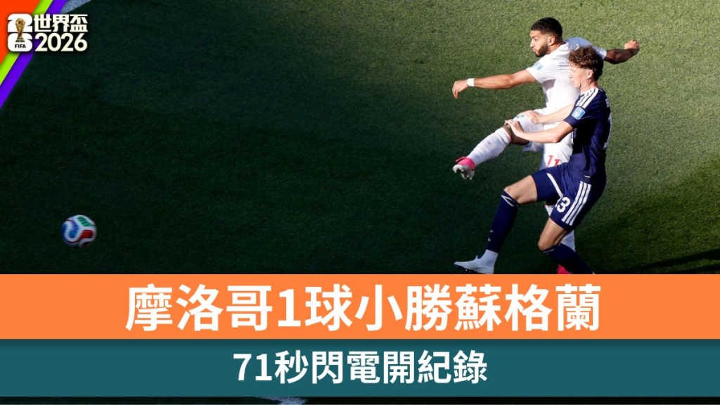 世界盃2026｜摩洛哥71秒開紀錄 1球小勝蘇格蘭。路透社
