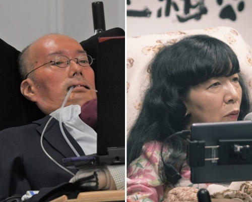 两位残疾人士分别是患有「渐冻人症」的舩后靖彦（左），以及大脑麻痹的木村英子。　网图