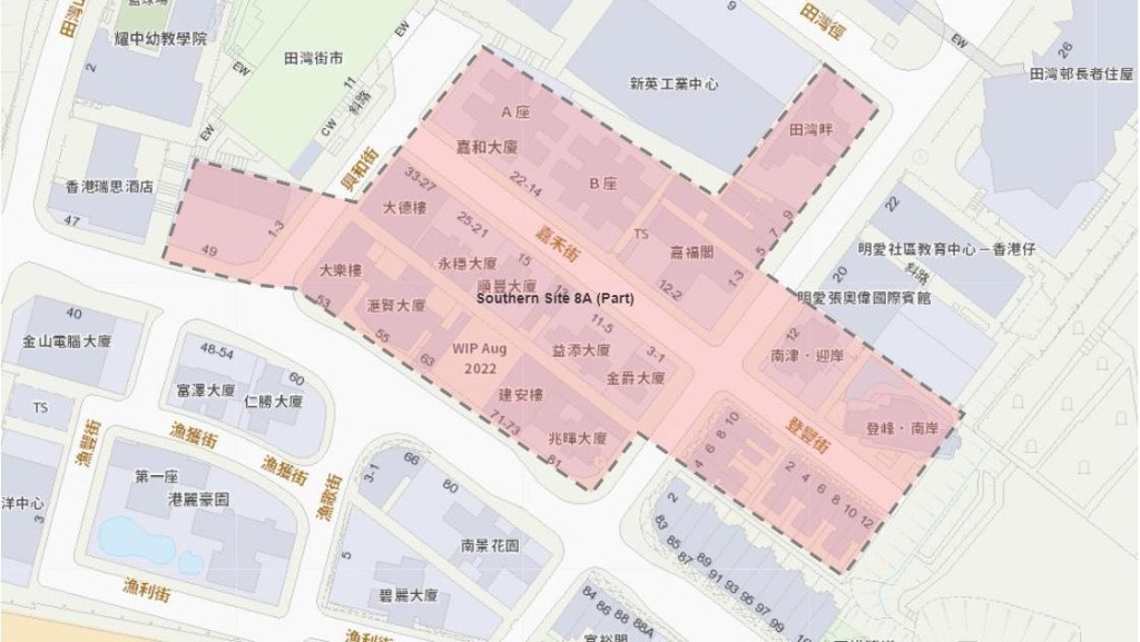 港島南區鴻福苑及嘉禾街和登豐街附近一帶住宅污水檢測呈陽性。政府新聞處擷圖