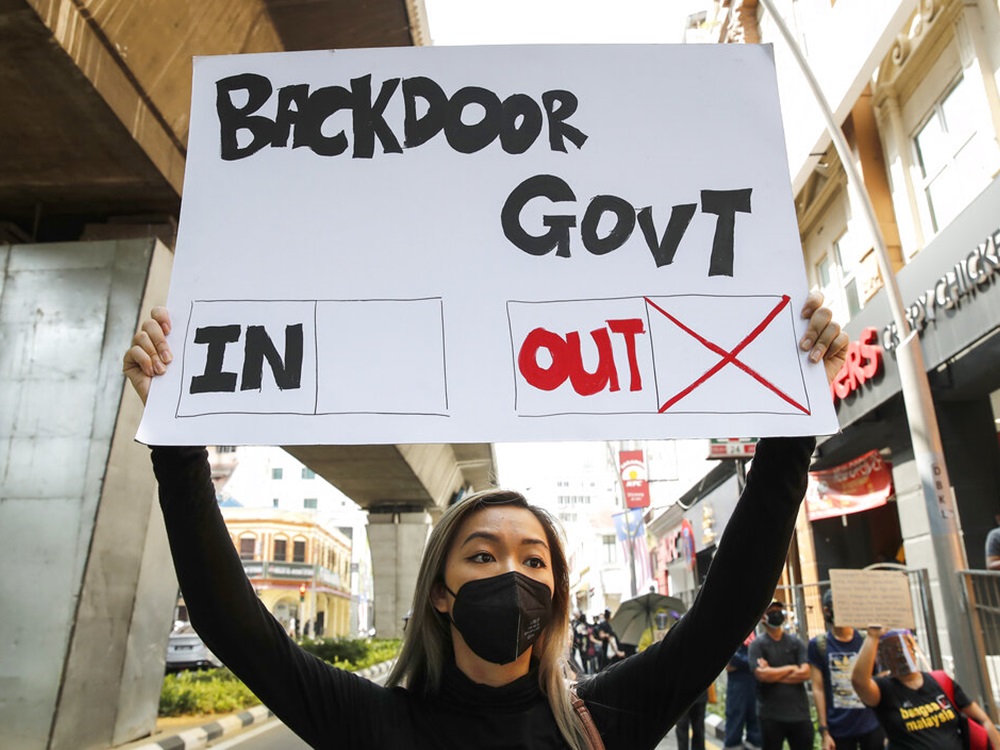 大馬連日有民眾抗議，要求穆希丁政府下台。AP資料圖片