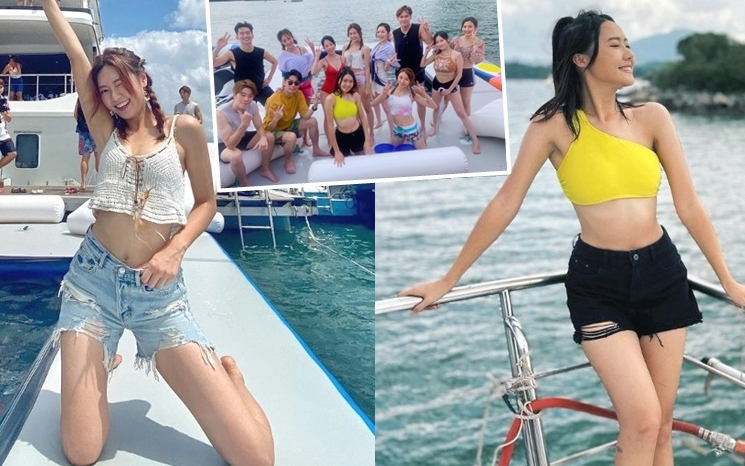 游嘉欣和戴祖儀露腰晒腿迎夏日。