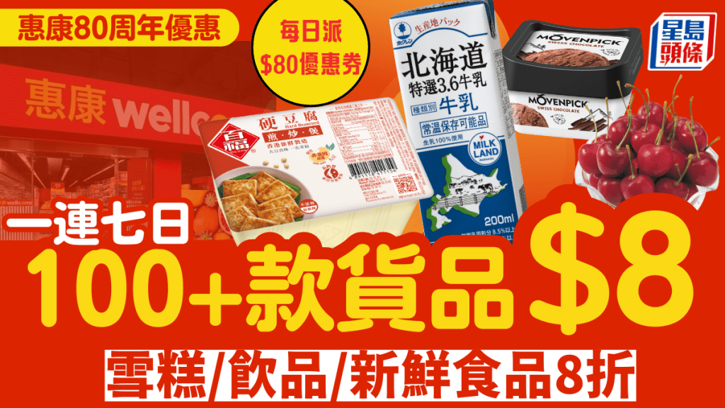 惠康超市6大優惠！逾百款食品/日用品$8 一連七日派$80優惠券