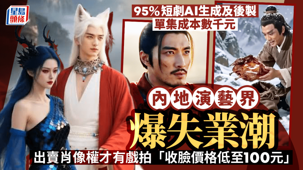 95%短劇AI生成及後製 內地演員爆失業潮 出賣肖像權才有戲拍 「收臉價低至100元」