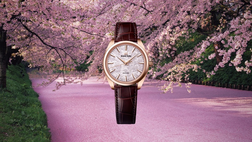 W&W 2023 Grand Seiko新錶，Elegance系列Hana-Ikada「花筏」SBGY026，設計源自24節氣中的「春分」，38.5毫米玫瑰金錶殼，搭載9R31手上鏈Spring Drive機芯。