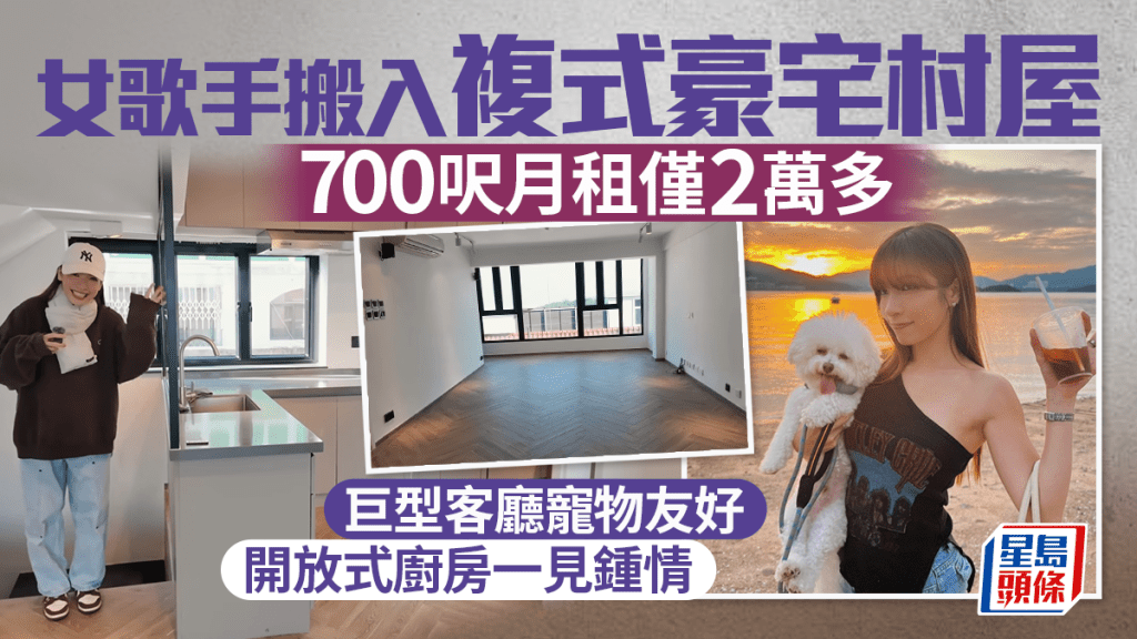 女歌手搬入複式豪宅村屋 700呎月租僅2萬多 巨型客廳寵物友好 開放式廚房一見鍾情