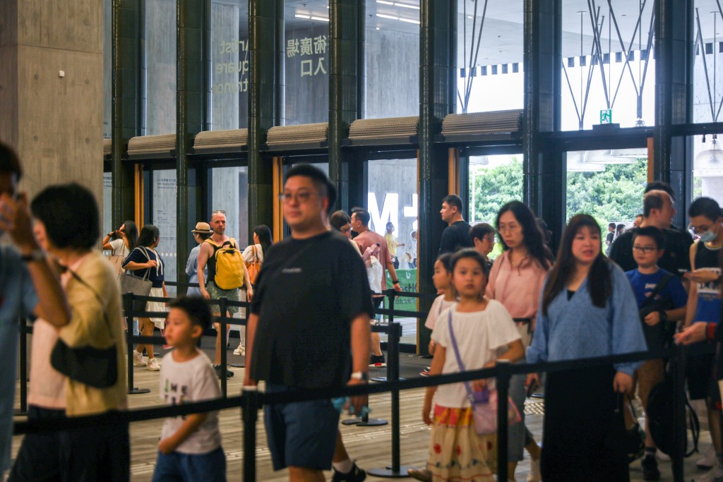M+博物館排隊情況。何家豪攝 M+博物館排隊情況。何家豪攝