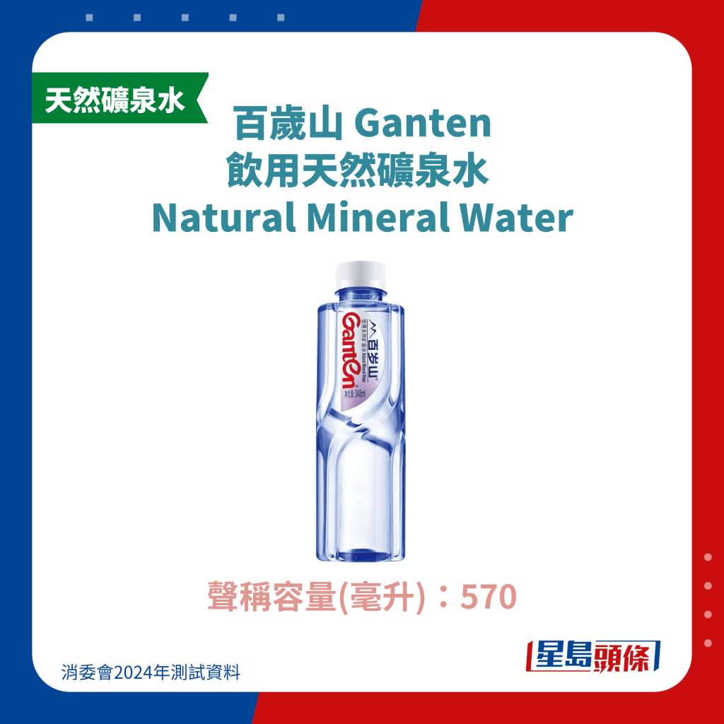 百歲山 Ganten 飲用天然礦泉水  Natural Mineral Water