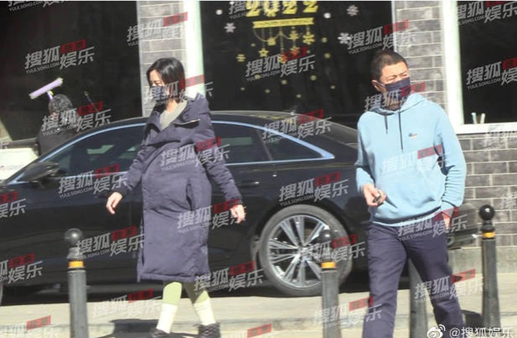 海哈金喜穿上厚厚的長身羽絨外套,但仍難掩巨肚,看來已臨盤在即。翻攝搜狐娛樂微博