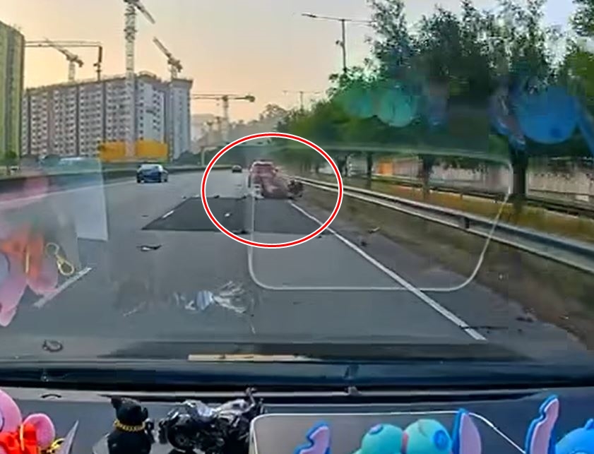 被撞水牛滾地掙扎。fb馬路的事 (即時交通資訊台)影片截圖