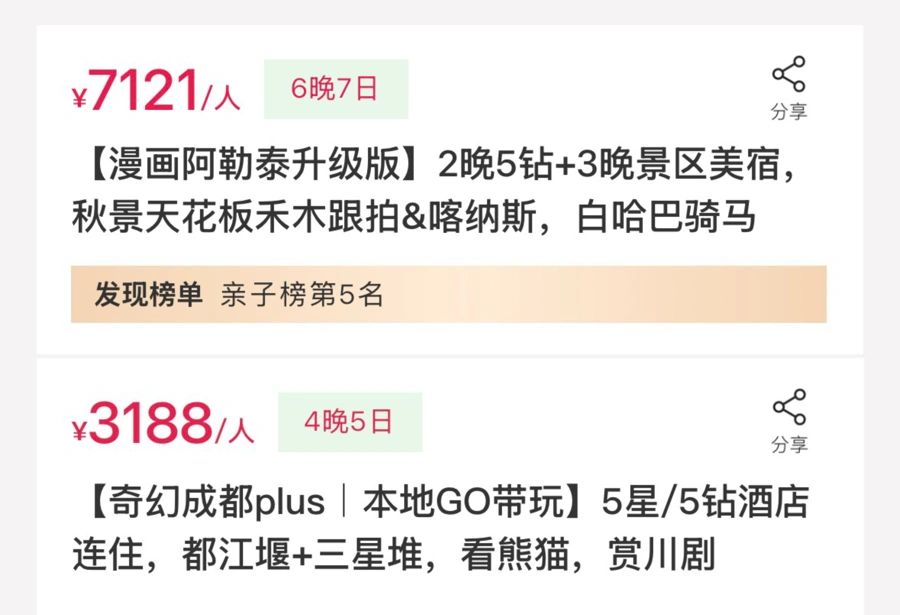 有旅游套票强调入住“钻级”/“星级”酒店。