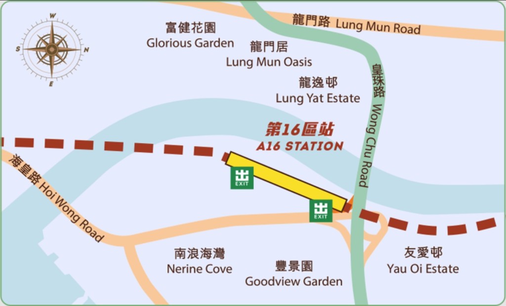 「第16区站」拟设的出入口位置。（港铁网站截图）