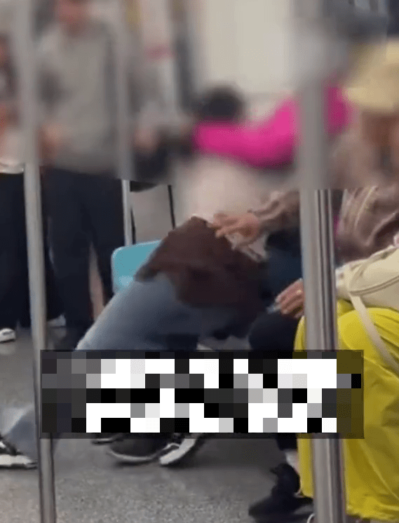 兩女上海地鐵為爭座位打大出手，扯頭髮抱摔技盡出。 網片截圖