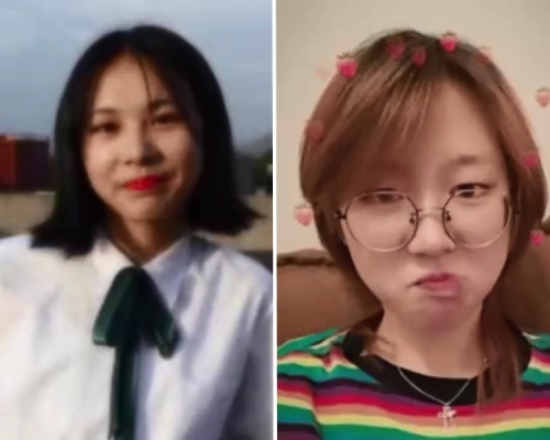 22岁的女教师龙其乐（右）与19岁女学生何红宇一周内先后在涠洲岛失联。　网图