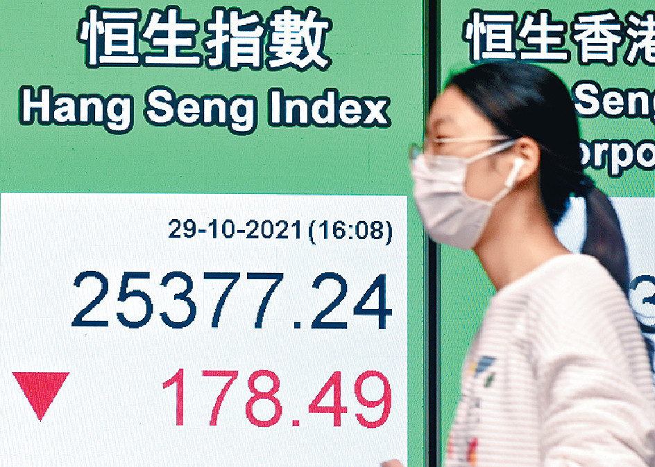 ■恒指上周連跌四日,更失守二萬六水平。資料圖片