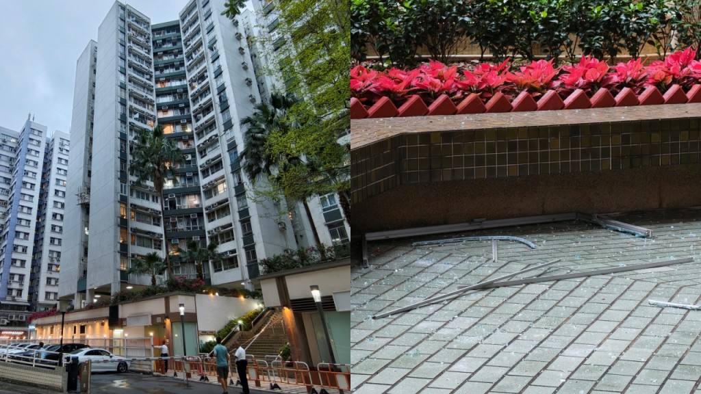 黃埔花園單位鋁窗鬆脫 連框墮地波及私家車 居民聞巨響誤當爆炸