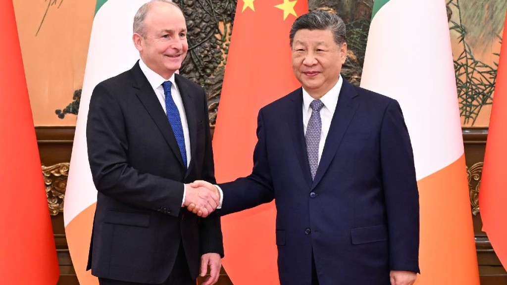 習近平與愛爾蘭總理馬丁會面時，疑暗批美國活捉委內瑞拉總統是單邊霸凌。新華社