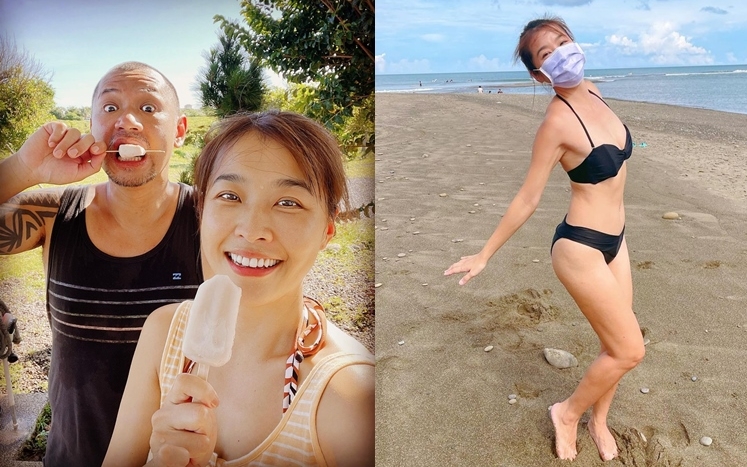 金剛女友小嫻晒火辣泳裝照。