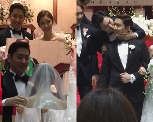 Eric流露幸福笑容為羅惠美掀起頭紗；JunJin搞笑地從後捉實Eric塊面，錫錫面珠。