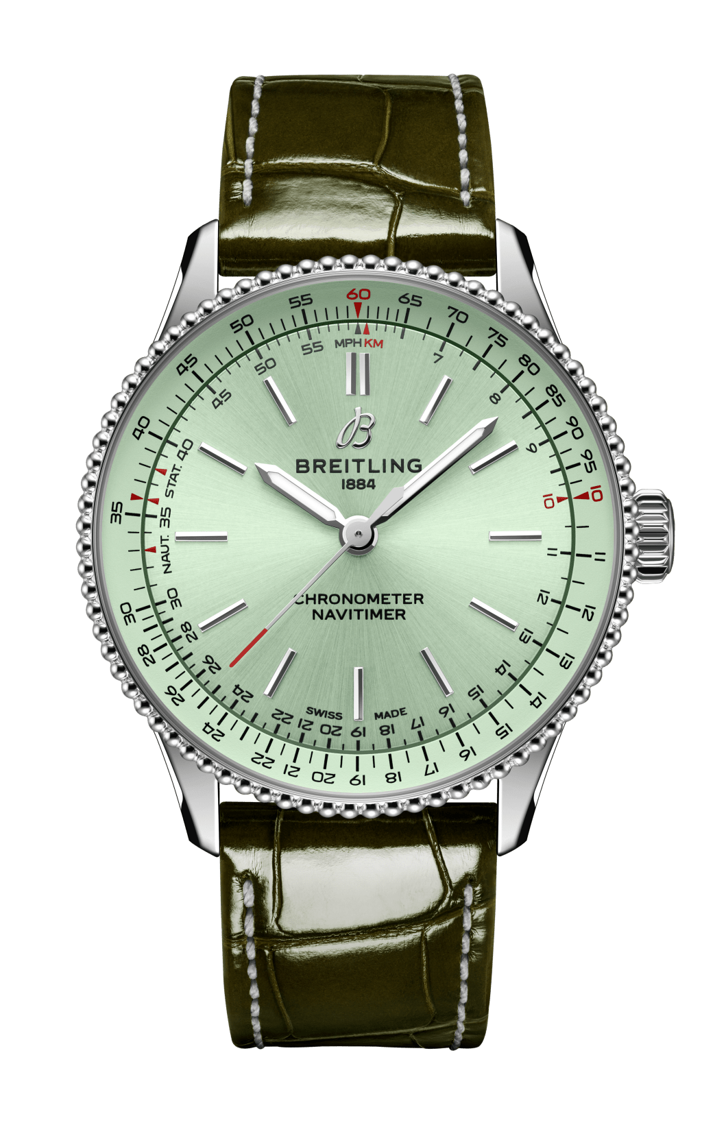 不鏽鋼款式推出薄荷綠色錶盤。