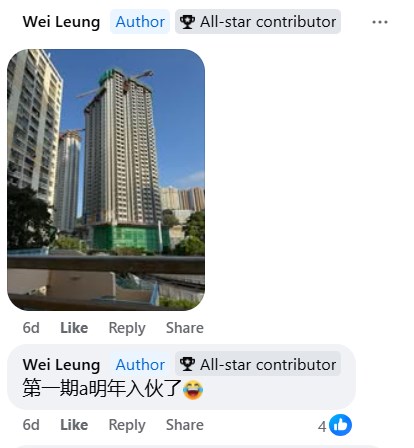 facebook截圖（資料來源：Wei Leung＠公屋討論區 - 香港facebook群組）