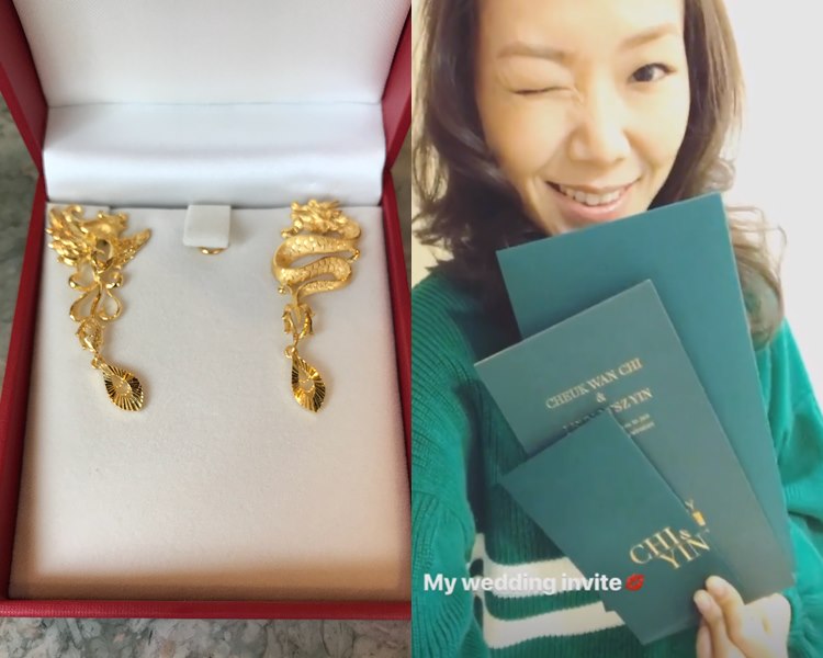 卓韻芝收到龍鳳金耳環（ig圖片）