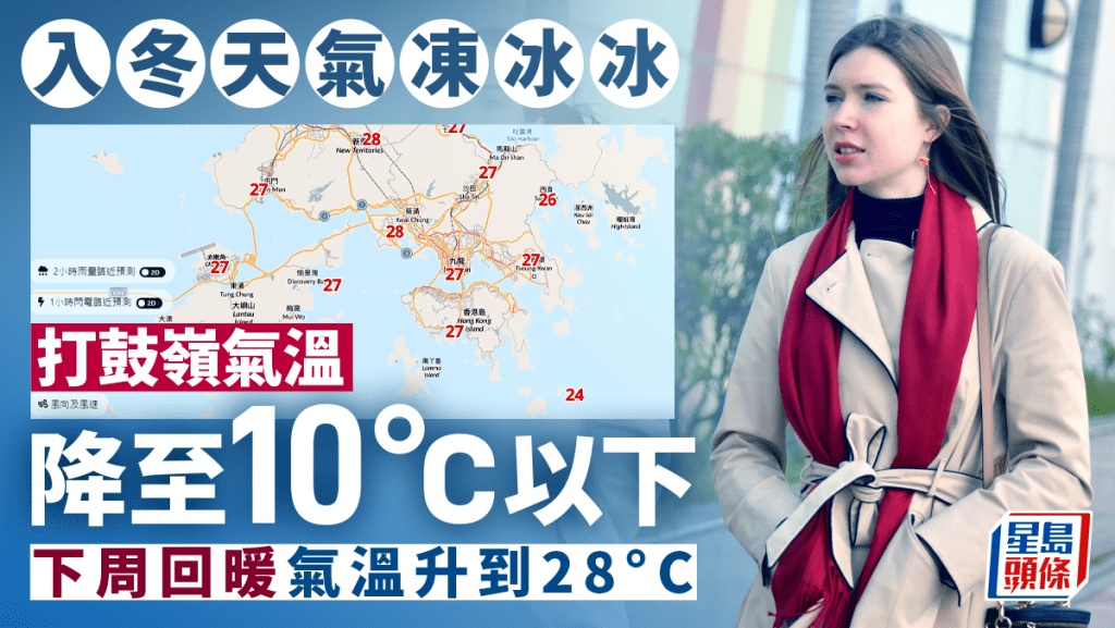 本港今早市區氣溫下降至16度左右,打鼓嶺的氣溫曾降至10度以下。