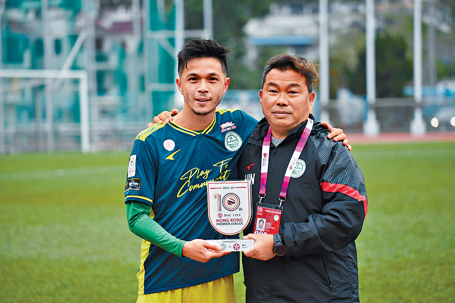 陳肇鈞（左）今季於大埔平地一聲雷，全靠主帥李志堅獨具慧眼。