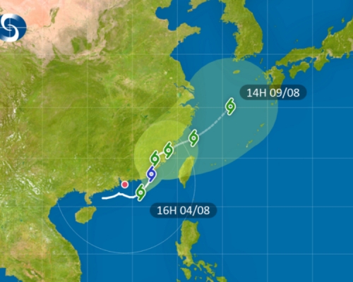 熱帶氣旋盧碧預測路徑。天文台圖片