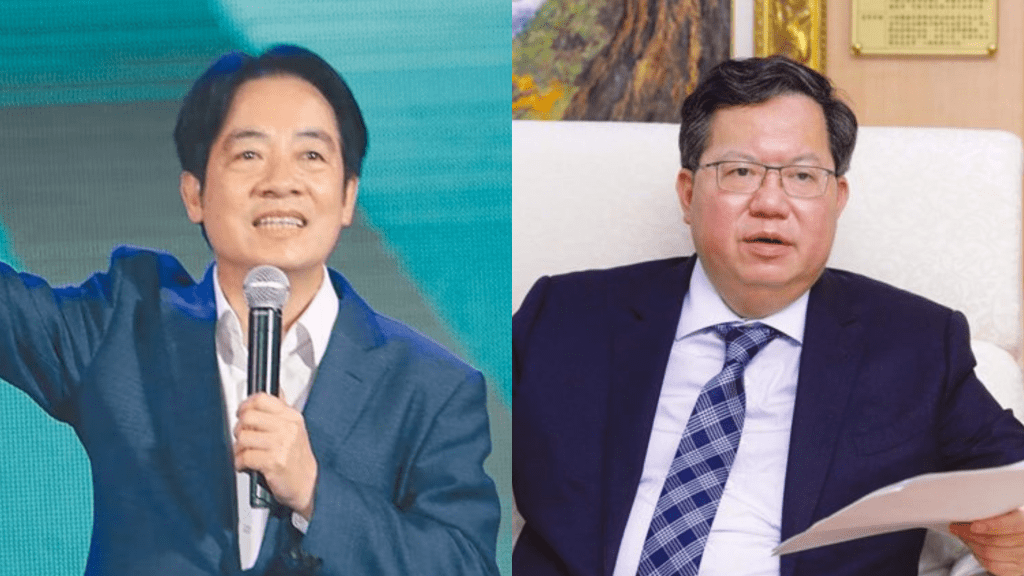 民進黨主席賴清德(左)、行政院副院長鄭文燦