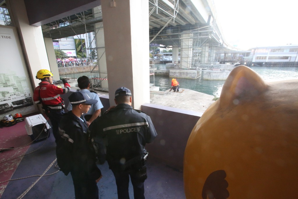 現場為北角碼頭附近一個四面環水的東區走廊橋躉。 現場為北角碼頭附近一個四面環水的東區走廊橋躉。