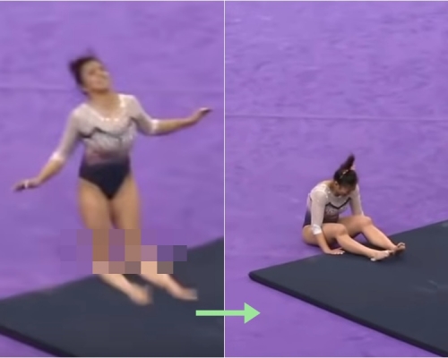 女體操選手Samantha Cerio恐怖斷腳意外。影片截圖