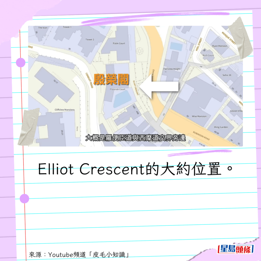 Elliot Crescent的大约位置。