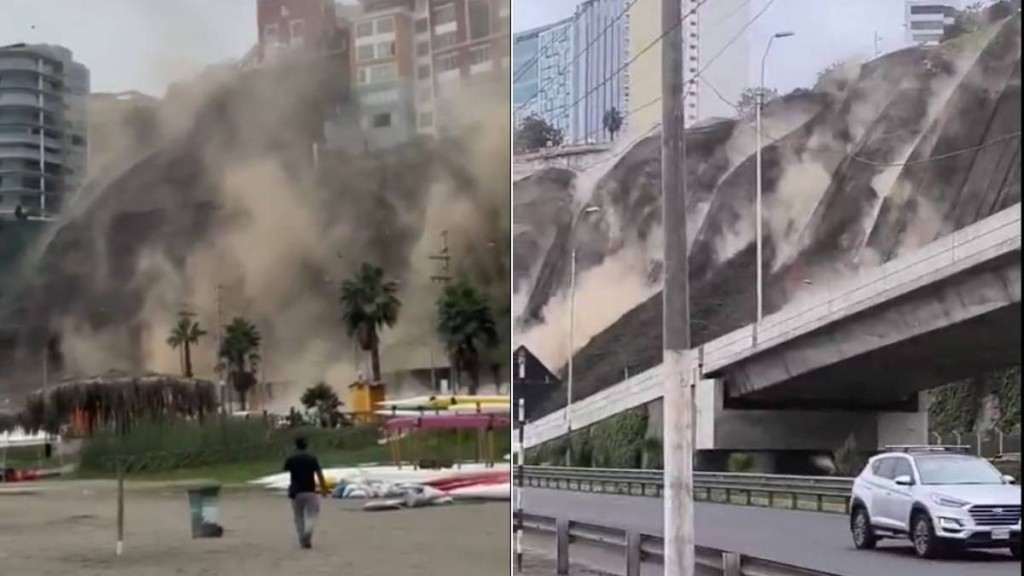 地震令秘魯多處出現山崩，景像可怕。Ｘ