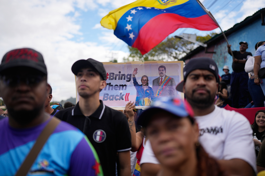委內瑞拉支持者上街抗議，要求釋放馬杜羅。 美聯社