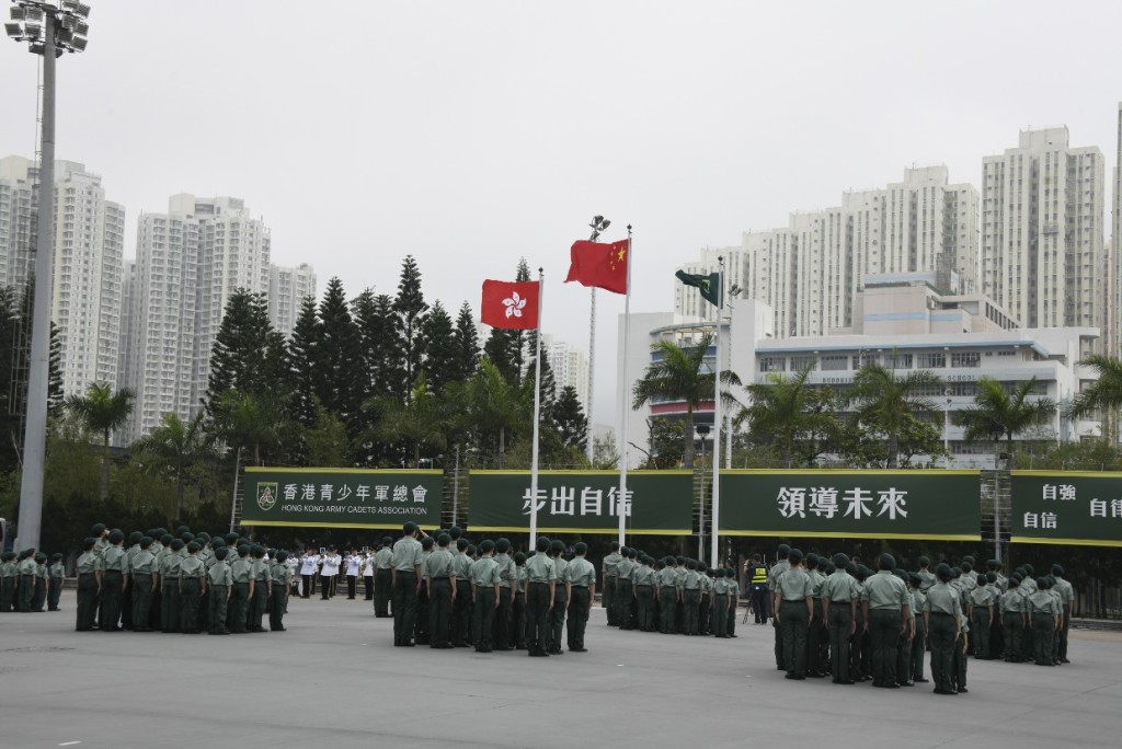 檢閱儀式於九龍灣輔警總部舉行。楊偉亨攝