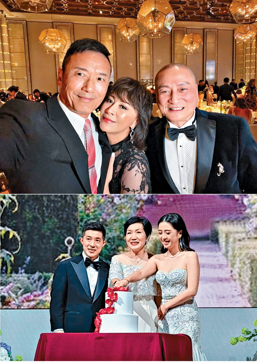 上圖:苗僑偉與嘉玲到賀湯鎮業,下圖:湯鎮業的親家張心瑜與新人合照。