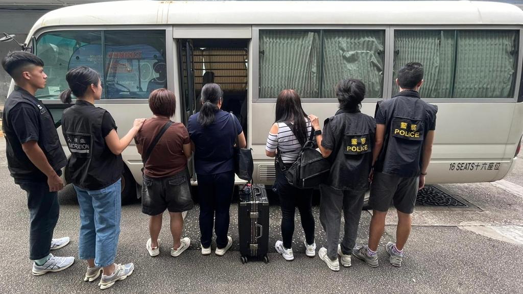 行動中拘捕10名內地女子。警方提供圖片