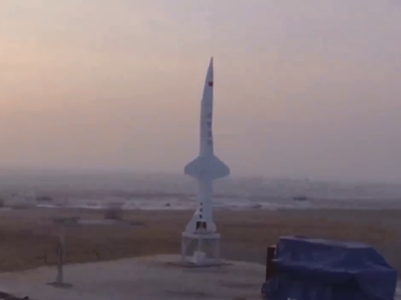 「天行Ⅰ」遥2火箭近日在大漠进行了第2次发射测试。网图